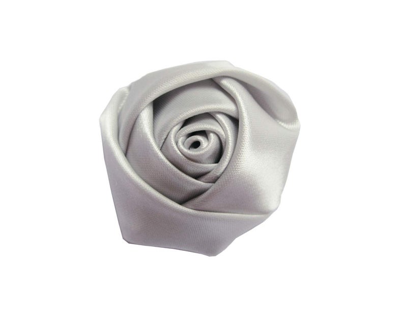YYCRAFT Pack of 20pcs Satin 4d Rose 2"" Craft Wedding Bride-Lt.Grey - Image 1